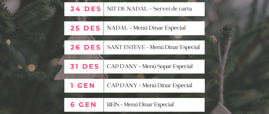 Calendari Nadal Menus Festes 2023 Katán Restaurant